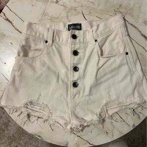 MOUSSY denim shorts in white